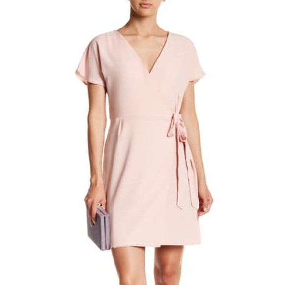 Bobeau Short Sleeve Crepe Wrap Dress ...